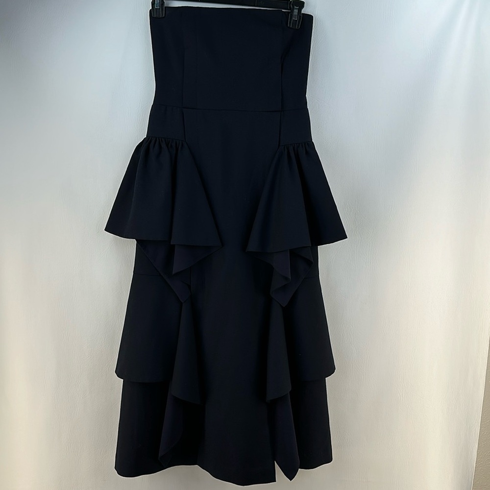 Acler Wool Peplum Strapless Maxi Dress, 6